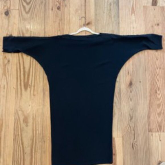 Maison Martin Margiela Silk Crepe Dolman Sleeve/Boat Neck Dress w/ Satin Stripe - Picture 4 of 12